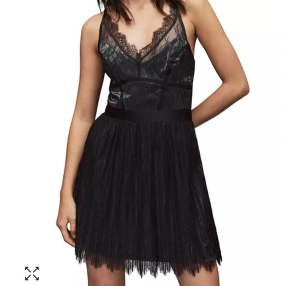 All Saints Black Lace Mini Dress